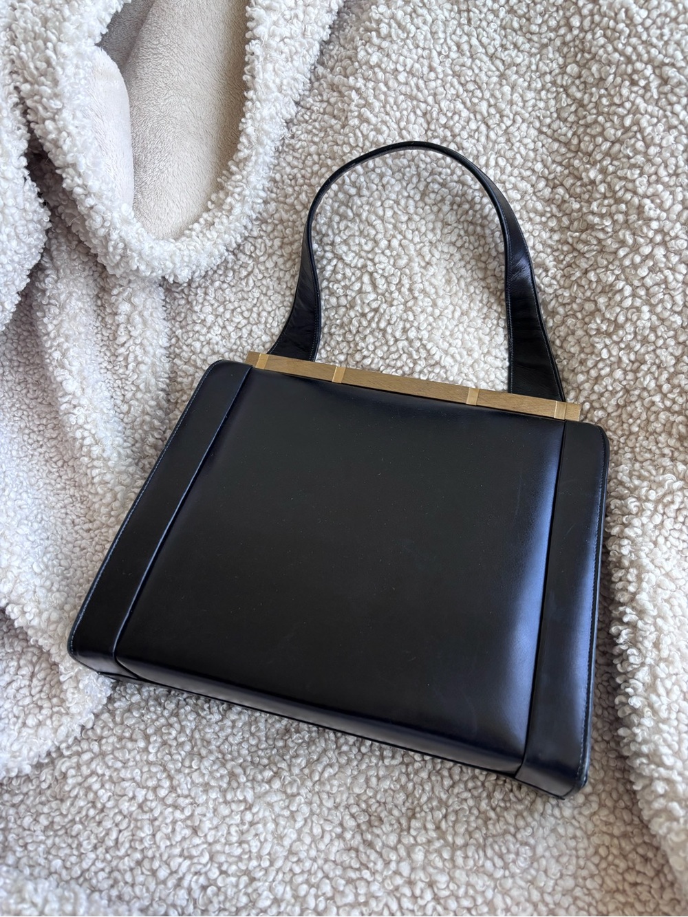 Vintage Leon of California - Black Leather clutch with Gold Accent